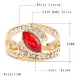 Hot Top Fashion Ruby Ring 18K Gold Plated Punk Rock Crystal Rings For Women Love Gift LY Vintage Jewelry