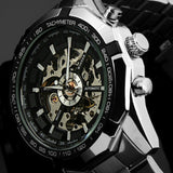Hot  Winner Luxury Brand Luxury Sport Men Automatic Skeleton Mechanical Military Watch Men full Steel Stainless Band