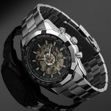 Hot  Winner Luxury Brand Luxury Sport Men Automatic Skeleton Mechanical Military Watch Men full Steel Stainless Band