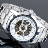 Hot  Winner Luxury Brand Luxury Sport Men Automatic Skeleton Mechanical Military Watch Men full Steel Stainless Band
