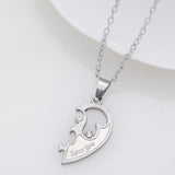 I Love You Couples Lover Pendant Men And Women Necklaces Wholesale Stainless Double Heart Necklace Jewelry