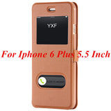 I6/6 Plus Luxury Smart Front Window View Leather Flip Case For Apple Iphone 6 4.7 Inch & For Iphone 6 Plus 5.5 Fundas Cover
