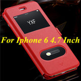 I6/6 Plus Luxury Smart Front Window View Leather Flip Case For Apple Iphone 6 4.7 Inch & For Iphone 6 Plus 5.5 Fundas Cover