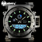 INFANTRY Men Watches Reloj Digitqal Fashion Military Watch Army Black Chronograph Silicone Wrist WatchQuartz Backlight 3ATM