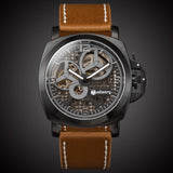 INFANTRY Men's Watches Brand Military Army Wristwatches Brown Leather Hand Winding Mechanical Skeleton New Relogio Masculino