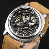 INFANTRY Watch Skeleton Automatic Mechanical Military Mens Watches Leather Strap Fashion Casual Brand Watches Relojes 2016 Clock