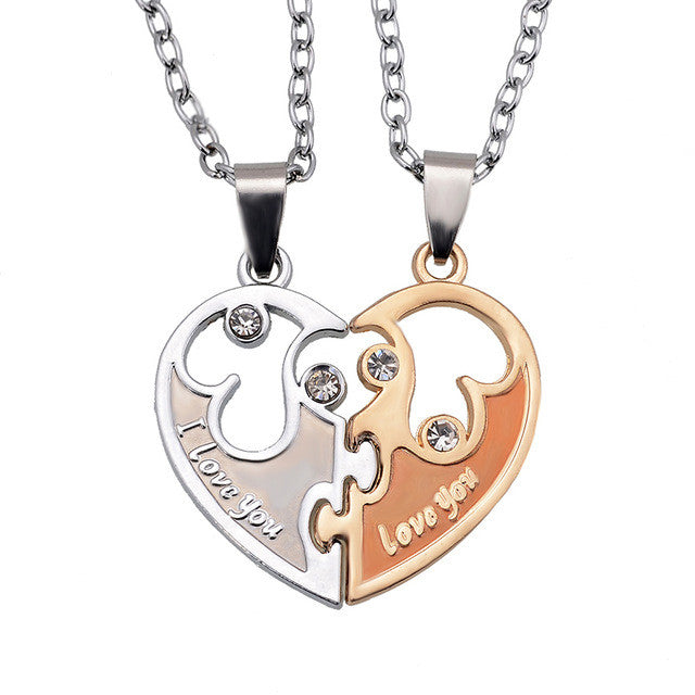 I Love You Letters Heart Pendant New Couple Lovers Necklaces Fashion Women And Men Metal Chain Necklace Jewelry