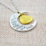 I Love You To The Moon And Back Silver Necklace Vintage Family Necklaces Pendants Fashion Women Jewelry Mom Christmas Gift