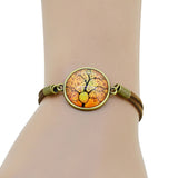 HOT life tree glass Cabochons Bracelet Bangle antique Brown Charms bracelet Wonderful Gift Lobster Clasp women bracelet fashion