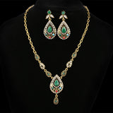 Indian Jewelry Set Elegant Drops Of Water Costume Jewelry Necklace Earring Sets Tibetan Silver Alloy Jewelry For Women