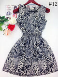 Spring summer autumn new Korean Women casual Bohemian floral leopard sleeveless vest printed beach chiffon dress