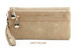 Fashion Women Wallets Dull Polish Leather Wallet Double Zipper Day Clutch Purse Wristlet Portefeuille Handbags
