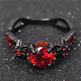 Charming Fashion Round Design Men Women Red Ring Black Gold Filled Red Jewelry Wedding Party Finger Rings Gifts Bague