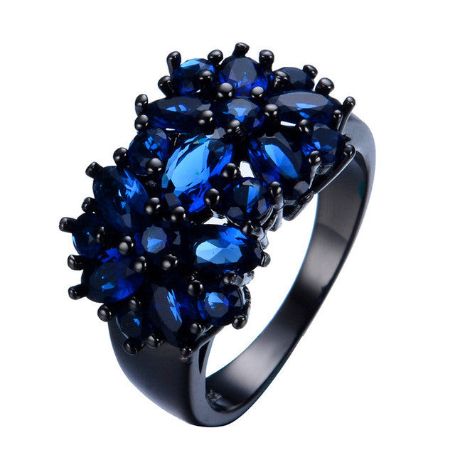 Elegant Black Gold Filled CZ Ring Unique Design Vintage Party Wedding Zircon Rings For Women Gifts Fashion Jewelry