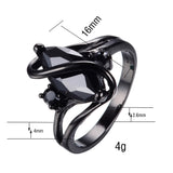 Fashion Jewelry S Style AAA Black Zircon Stone Finger Rings Black Gold Filled Women Men Wedding Party Promise Ring