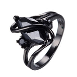 Fashion Jewelry S Style AAA Black Zircon Stone Finger Rings Black Gold Filled Women Men Wedding Party Promise Ring 