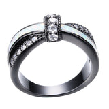 Rainbow Fire Opal Rings For Women Lady Black Gold Filled Wedding Party Engagement Love Ring Anel Valentine's Day
