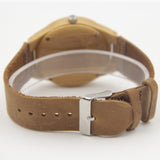 Fashion Men's Watches Bamboo Wood Wooden Watch Genuine Leather Band