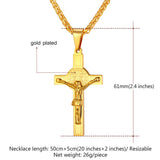 Jesus Piece Cross Pendant & Necklace Christian Jewelry Gift Vintage Stainless Steel/Gold Plated Chain Men