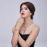 Jewelry Set For Women Gold Plated Beads Collar Necklace Earrings Bracelet Fine Rings Sets Party Costume Latest Fashion Trendy