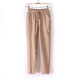 Hot Sale New Brand Casual Women Pants Solid Color Drawstring Elastic Waist Comfy Full Length Chiffon Harem Pants