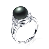 real pearl ring for women classic 18k white gold plated jewelry hot selling 925 sterling silver ring
