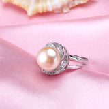 real pearl ring for women classic 18k white gold plated jewelry hot selling 925 sterling silver ring