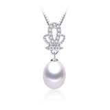 sterling-silver-jewelry Top Quality Genuine Freshwater Pearl Jewelry Necklace pendant for women 45cm chain 