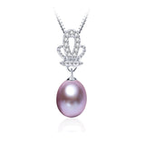 sterling-silver-jewelry Top Quality Genuine Freshwater Pearl Jewelry Necklace pendant for women 45cm chain 
