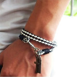 Christmas gift hot sale men Jewelry Leather pulseira masculina Cross Bracelets men Best friendship bracelets