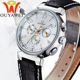 Leather Waterproof Watch Men Luxury Brand Black Round Face Analog Display 2015 Elegant Quartz Watch