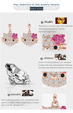 Lovely Cat Flower Stud Earring For Girls 18K Rose Gold Plate Austrian Crystals Kitten Earings With SWA Elements