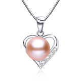 Lovely heart pendant necklace 100% genuine natural freshwater pearl necklace&pendant for women white/pink/purple 