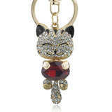 Lucky Enamel Smile Cat Crystal Rhinestone HandBag Keyring Keychain Purse Bag Buckle For Car Party Gift Keyfob Jewelry