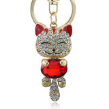 Lucky Enamel Smile Cat Crystal Rhinestone HandBag Keyring Keychain Purse Bag Buckle For Car Party Gift Keyfob Jewelry 