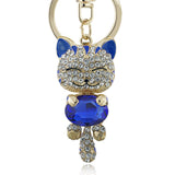 Lucky Enamel Smile Cat Crystal Rhinestone HandBag Keyring Keychain Purse Bag Buckle For Car Party Gift Keyfob Jewelry 