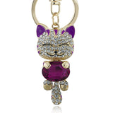 Lucky Enamel Smile Cat Crystal Rhinestone HandBag Keyring Keychain Purse Bag Buckle For Car Party Gift Keyfob Jewelry