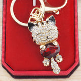 Lucky Enamel Smile Cat Crystal Rhinestone HandBag Keyring Keychain Purse Bag Buckle For Car Party Gift Keyfob Jewelry 