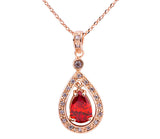 Luxury 18K Gold Plated Pendant Necklace with Red Zircon For Women Party jewelry