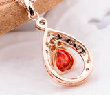 Luxury 18K Gold Plated Pendant Necklace with Red Zircon For Women Party jewelry
