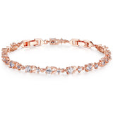 Luxury 18K Rose Gold Plated Chain Bracelet for Women Ladies Shining AAA Cubic Zircon Crystal Jewelry Wedding