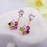 Luxury 18k Gold Five-pointed Star Stud Earrings with Multicolor Zircon Stone Women Party jewelry