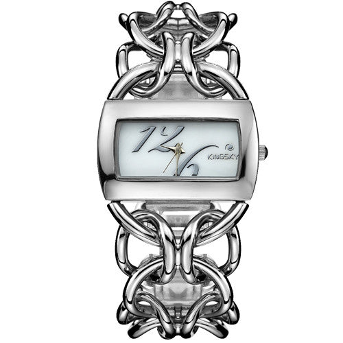 Luxury Brand Ladies Watches Original Quartz Movement Durable Silver Alloy Chain Shape Wristband Unique Rectangle Watch For Women