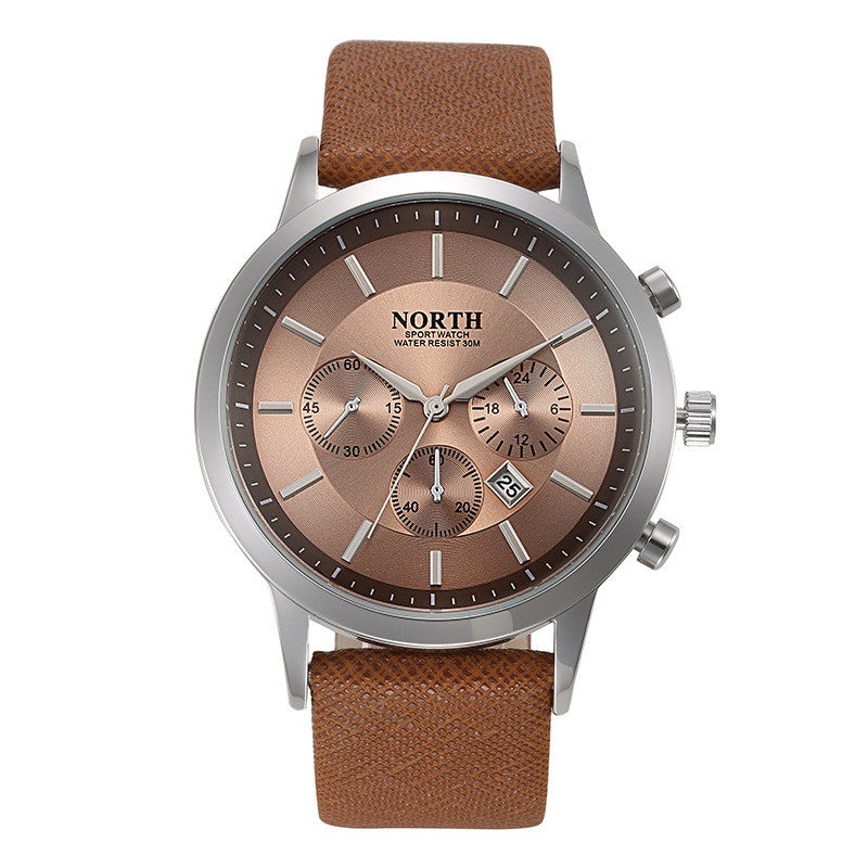 Luxury Brand North Men Quartz Watches Genuine Leather Waterproof Casual Wrist watches for Man Sport relojes Outdoor Clock