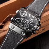 Luxury Men Watch Leather Wrist Watch For Men Waterproof Watches Military Clock Male Army Leather Big Face Quartz-watch