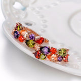 Luxury Rose Gold Plated Mona Lisa Stud Earrings For Women with Colorful Zircon Crystal Wedding Jewelry Earrings