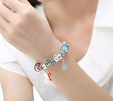 Luxury Silver Charm Bracelet & Bangle for Women With High Quality Murano Glass Beads DIY Christmas Element Gift