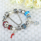 Luxury Silver Charm Bracelet & Bangle for Women With High Quality Murano Glass Beads DIY Christmas Element Gift