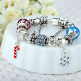 Luxury Silver Charm Bracelet & Bangle for Women With High Quality Murano Glass Beads DIY Christmas Element Gift