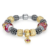 Luxury Silver Charm Bracelet for Women With Exquisite Red Murano Glass Beads DIY Birthday Gift